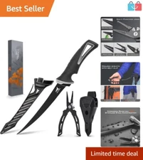 6-Inch Split Ring Nose Pliers & 7-Inch Fillet Knife in Corrosion-Resistant Black