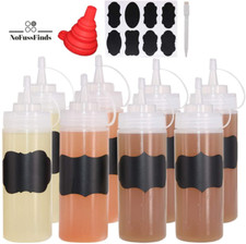 8 Pack 12 Oz Plastic Squeeze Squirt Condiment Bottles with Twist on Cap Lids - P