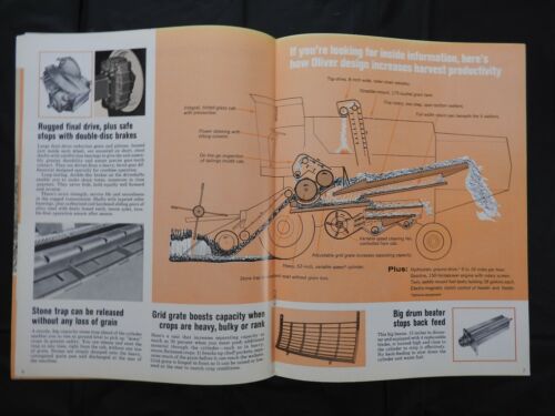 1969 "THE OLIVER 5555 SELF-PROPELLED COMBINE" SALES CATALOG BROCHURE VERY NICE - Picture 4 of 7