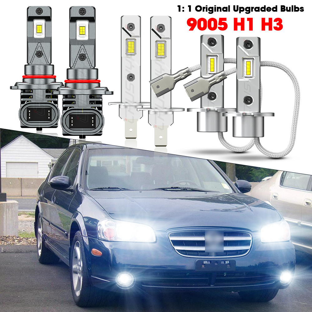 For Nissan Maxima 2002-2003 6X LED Headlight Bulbs High/Low Beam +