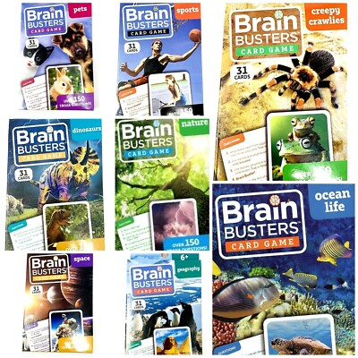 Brain Busters Card Games: Bugs, Dinosaurs, Ocean, Pets + MORE CHOICE of 8 NEW!