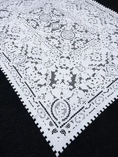 Wall of China White 72x108" Embroidery Cutwork Polyester Tablecloth 12 Napkins