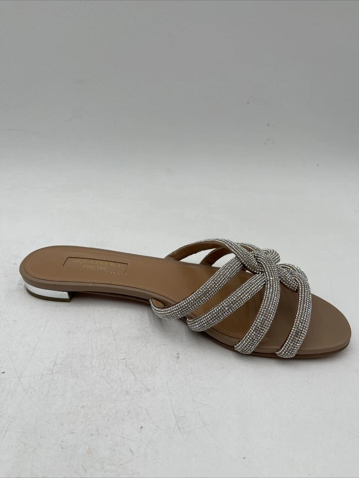 Aquazzura Серебряный кристалл украшенный лунной пылью плоский серебро размер 36,5 - Изображение 2 из 4