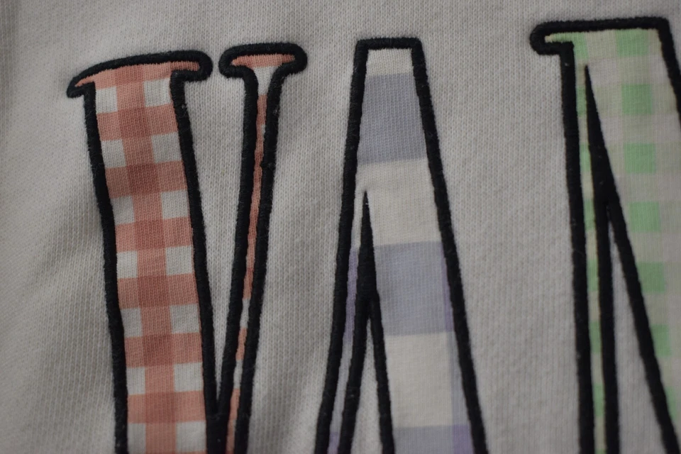 Suéter recortado cuello redondo VANS para mujer S colorido pulóver deletreado manga larga Foto 3 de 4