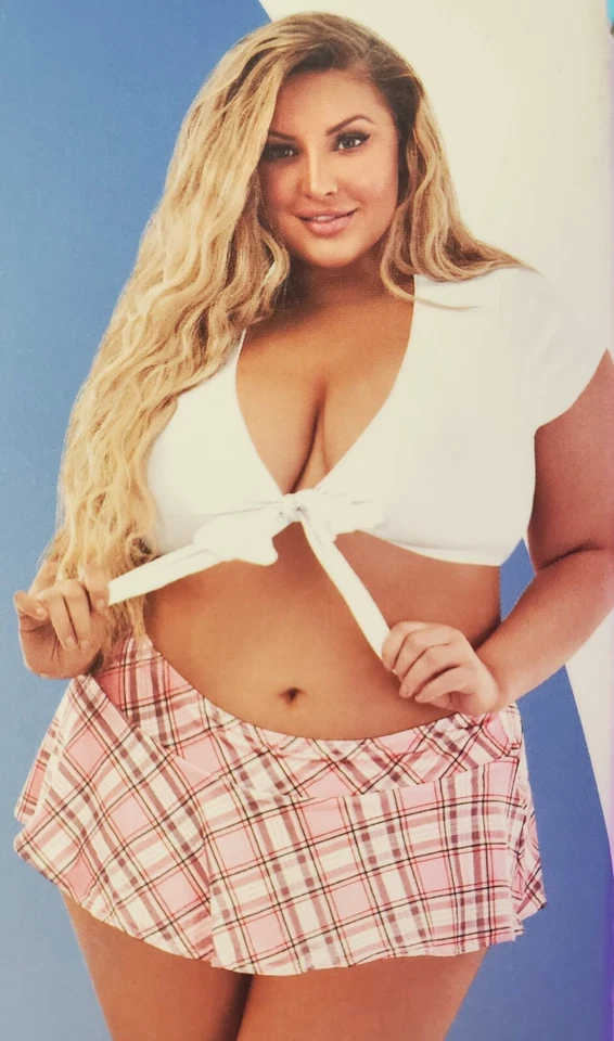 Плюс размер 2шт розовый и белый школьница юбка и верхний Plad по Magic шелк - Изображение 2 из 4