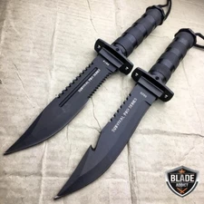 2PC 11" Tactical Fishing Hunting Fixed Blade Knife + Sheath + Survival Kit NEW