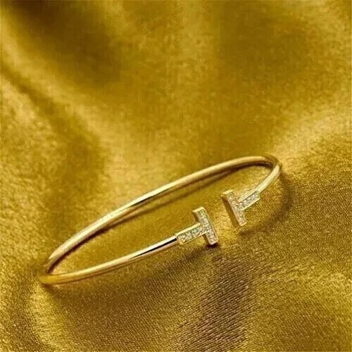 Lab Created 2Ct круглый огранки бриллиант женщин браслет браслет 14K желтое золото покрытием - Изображение 2 из 4