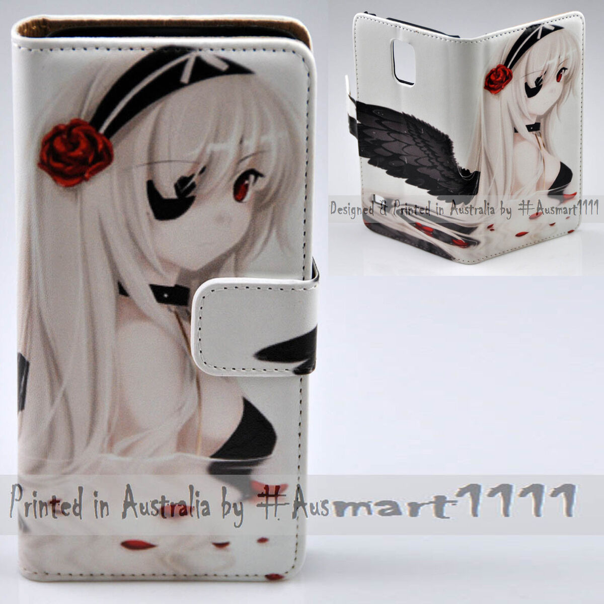 For OPPO Series - Black Angel Anime Theme Print Wallet Mobile