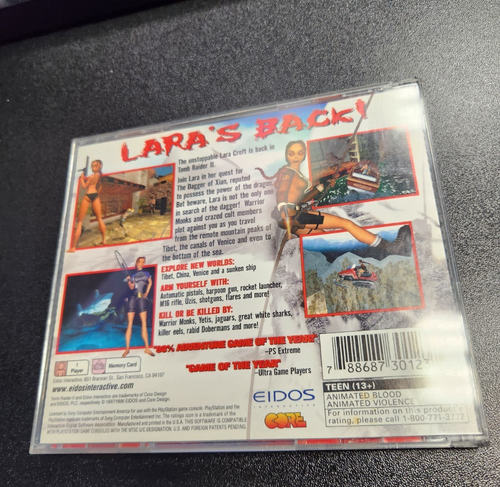 Tomb Raider II 2 (PlayStation 1, PS1, 1997) Black Label Complete CIB w/ Reg Card - Picture 5 of 7