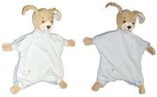 2 x STEIFF Gute Nacht Hund Hündchen blau weiß 239694 Schmusetuch Schnuffeltuch