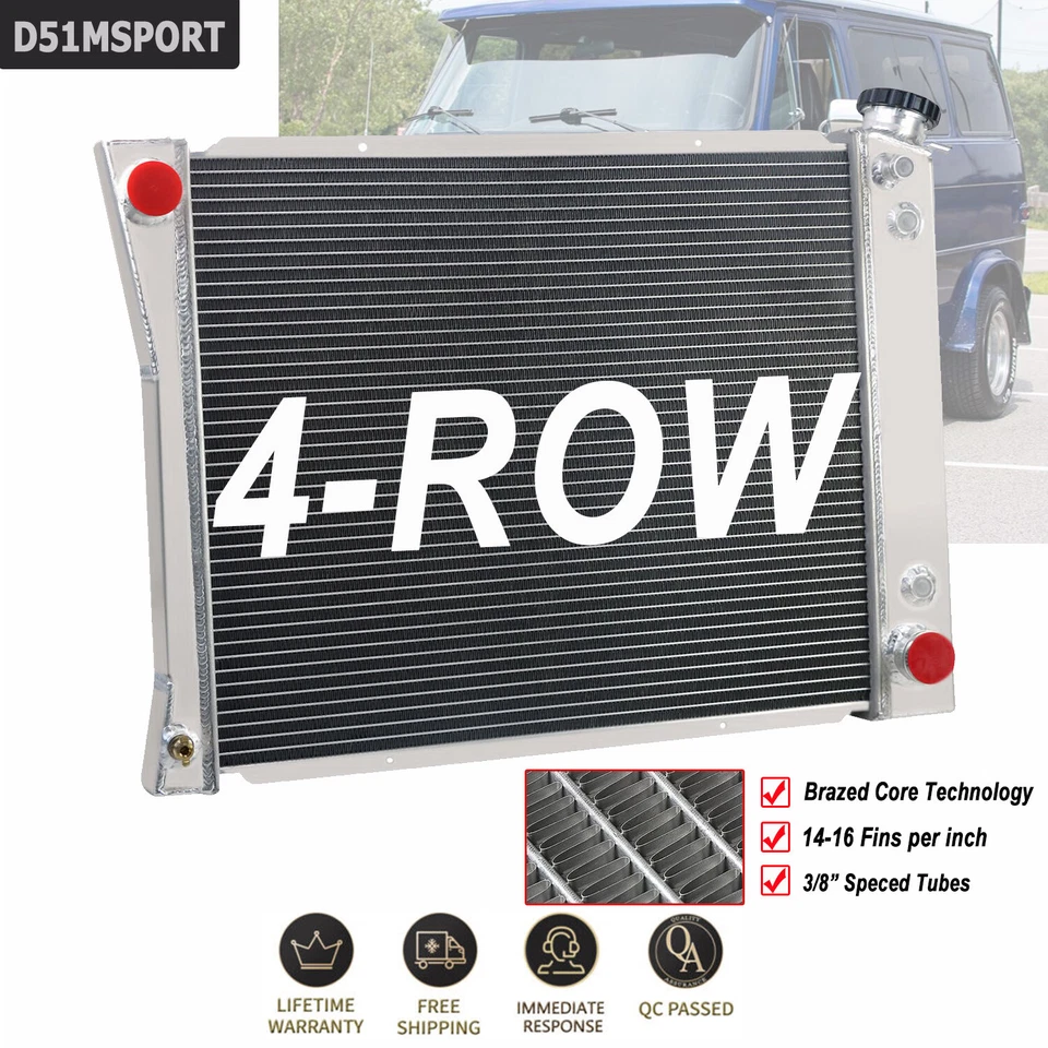 4 Row Aluminum Radiator For Chevrolet G10 G20 GMC G2500/G1500 4.3L V6 1985-1993 - Image 2 of 4