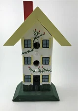 Handmade Decorative Wood Painted Bird House. Just Decoration not for outside.