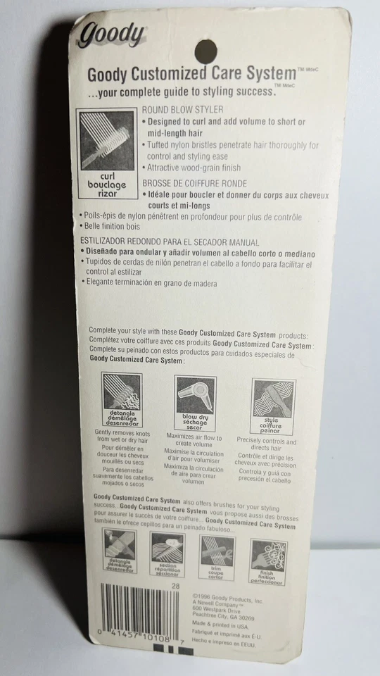 Cepillo de pelo GOODY añade volumen #10108 NUEVO tono madera hecho en EE. UU. 1996 Foto 4 de 4