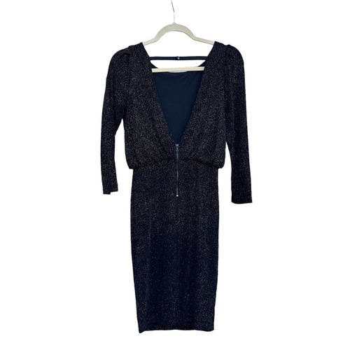 Alice + Olivia Aerin Dress SMALL Fitted Blouson Metallic Shimmer Luxury Swiftie - Picture 10 of 18