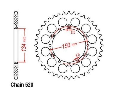 Roue à chaîne 525 anti-usure 50 dents pour Kawasaki KLX 250 E en acier