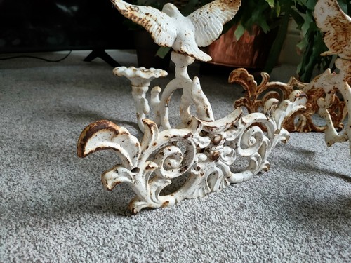Pair Of French Candelabra, decretive cast iron figurative dove Candle Holder X2 - Picture 8 of 9