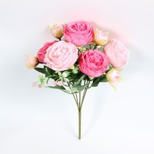 5 Stiel Seide Faux Rose Bouquet für Hochzeit Herzstück für Home Decor Party V
