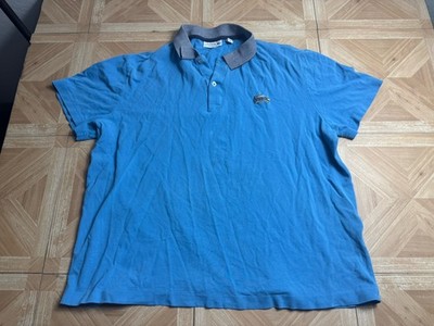 Lacoste Polo Shirt Mens 2XL Size 7 Big Logo Regular Fit Croc Logo Blue