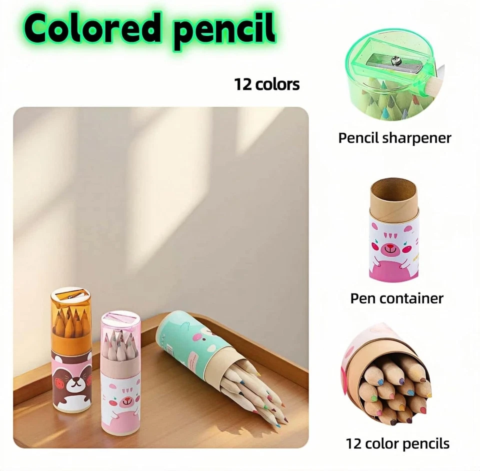 3-Pack Mini Portable Colored Pencils Set – 12 Colors Each (36 Total) with Built- - Image 3 of 4