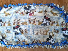 Handmade Disney Mickey Mouse Fleece Knot Tie Tied Baby Toddler Blanket 42 x 25
