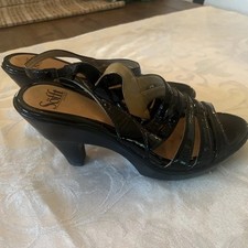 Women s Sofft Black Patent Leather Strappy Heels Sz 9