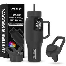 Coldest 40 oz Tumbler with Handle and Straw - 100% Leak Proof Insulated Tumbl...