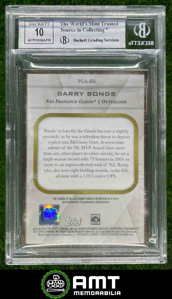 95399 2016 Topps Transcendent Barry Bonds BGS 9 Auto 10 /52 San Francisco Giants - Image 2 of 3
