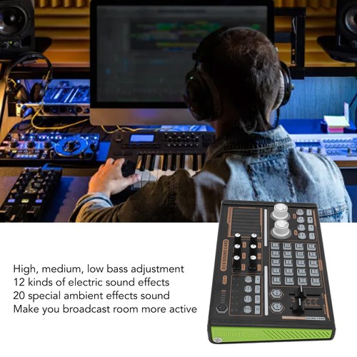 Sound Mixer Multi Sound Effects Noise Reduction Colorful Lights DJ18 BT Live CB - Afbeelding 6 van 22