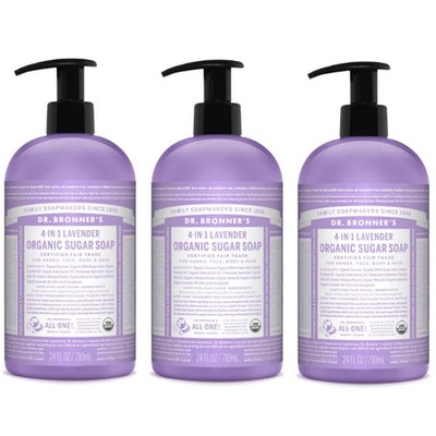 Dr. Bronner's Organic Sugar Soap Lavender 24 fl. oz Each (Pack of 3)