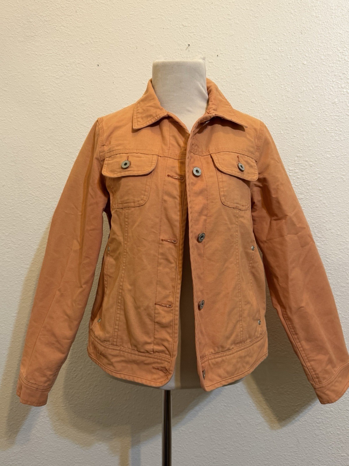 DRI DUCK for Her Canvas Jean Jacket Size Small Orange Pink Color made to Last