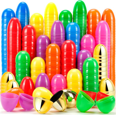 304Pcs Easter Eggs, 2.3'' Fillable Colorful Mix Gold Plastic Easter Eggs Empty fo
