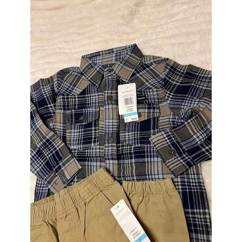 Nuevo con etiquetas Conjunto de 2 piezas de camisa de manga larga con joggers Lucky Brand para niños, talla 5 Foto 3 de 4