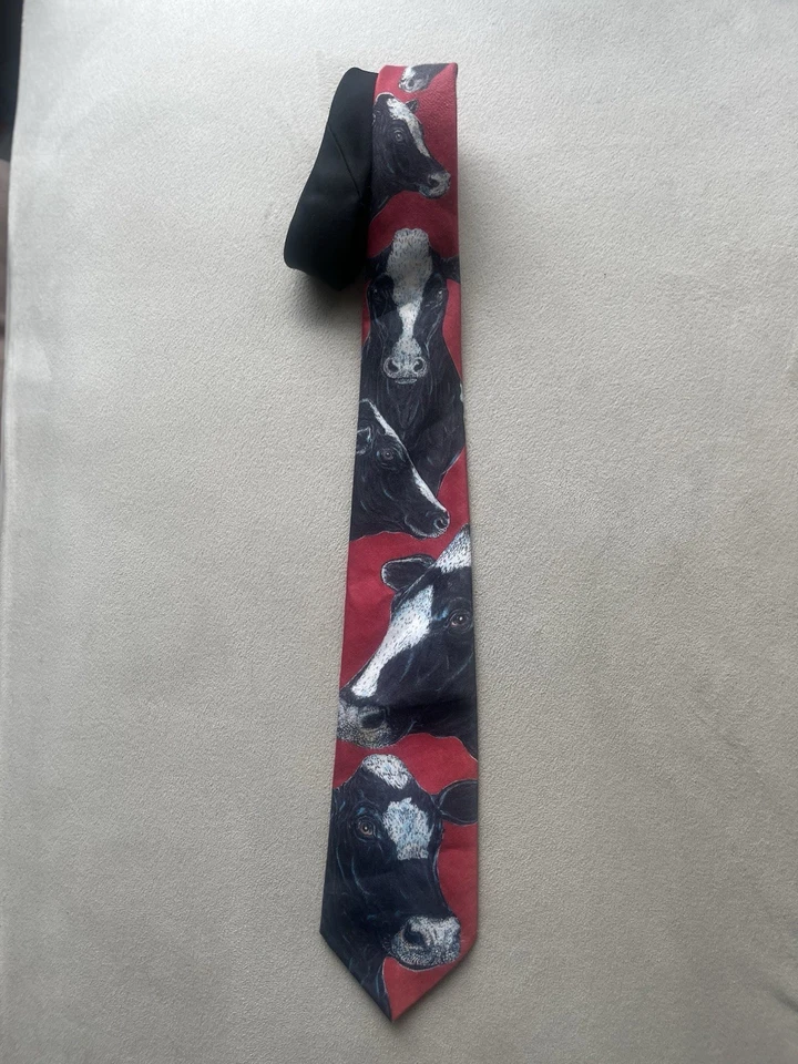 Ralph Marlin Original Vintage Para hombres Usado Corbata Granja Vaca 100% Ployester EE. UU. Foto 2 de 4