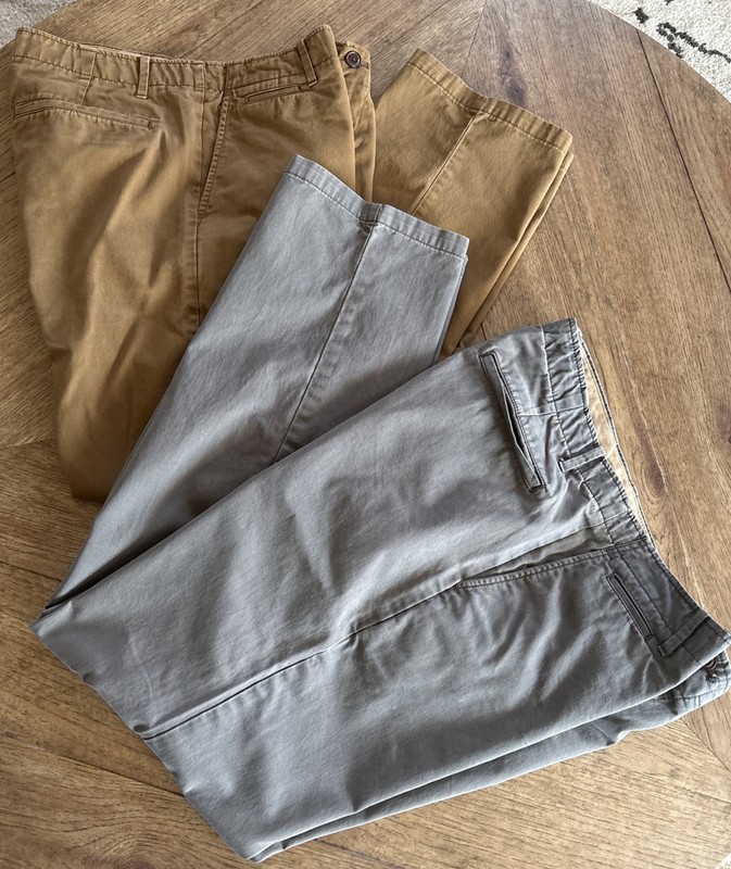 2 Pairs Mens GAP 33X34 Lived-In Relaxed Khaki & Grey Chino Casual Pants