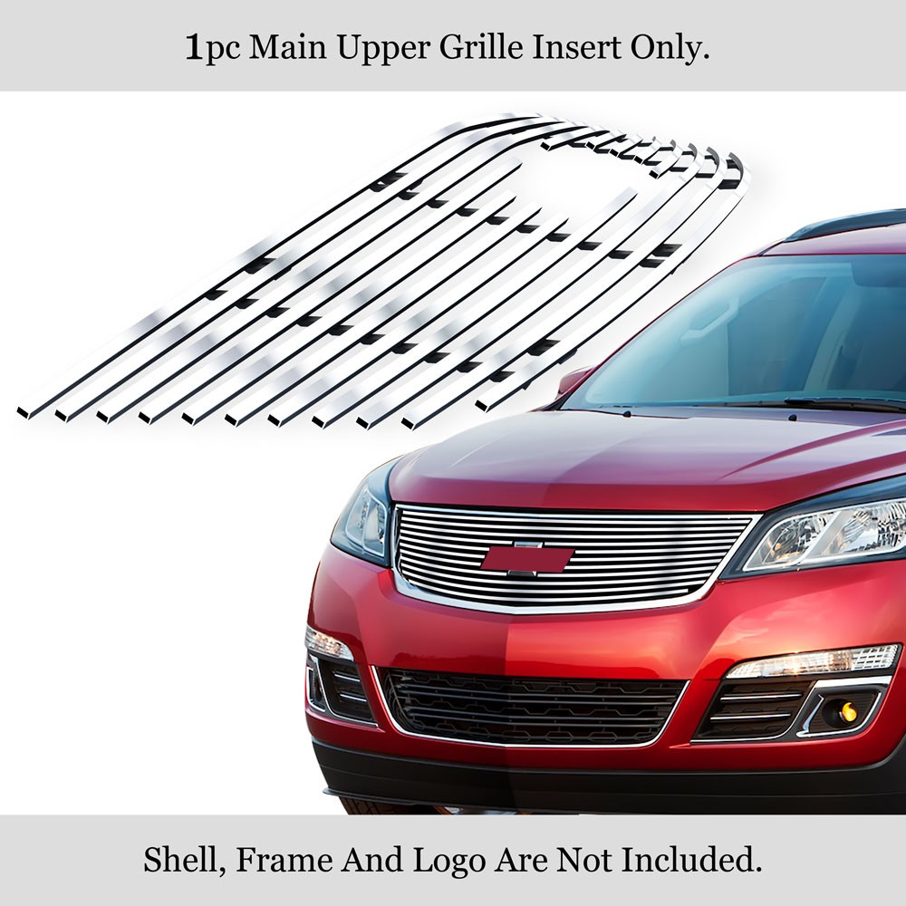For 2013-2017 Chevy Traverse Logo Show Main Stainless Silver Billet Grill Insert