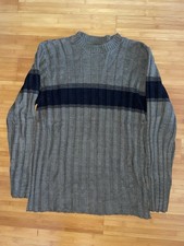 Tag Sport Vintage Made In USA Mens Sweater Brown Black Stripe Long Sleeve Size M