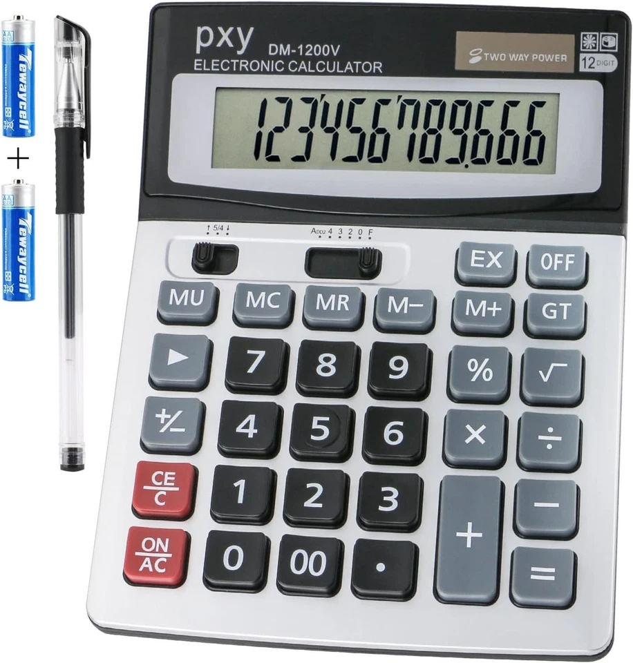 12-Digit Solar & Battery Desktop Calculator with Large LCD Display - Image 3 of 4