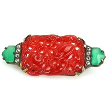Czech Art Deco Chinese-style Glass Pin 1930s
