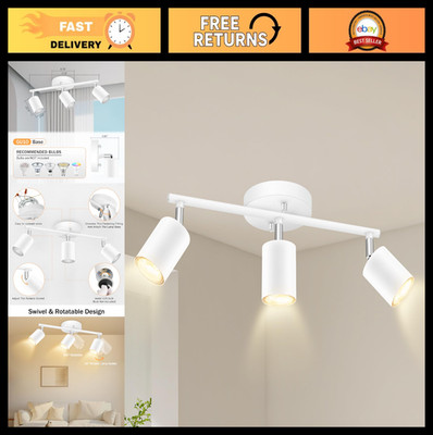 3-Light LED Track Lighting Kit - Adjustable Ceiling Spotlights for Kitchen, Livi