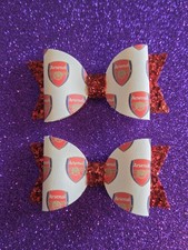 Arsenal Football Club Hair Bows With Added Clips On The Back