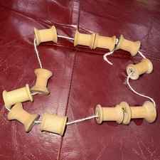 Vintage Set Of 11 Wooden Empty Thread Spools Necklace