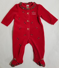 Little Me My First Christmas Baby Romper Coverall Velour 6 Months Footed