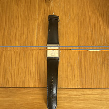 Accurist Vintage Men's Rectangle Quartz Watch, White Dial Date Black Leather