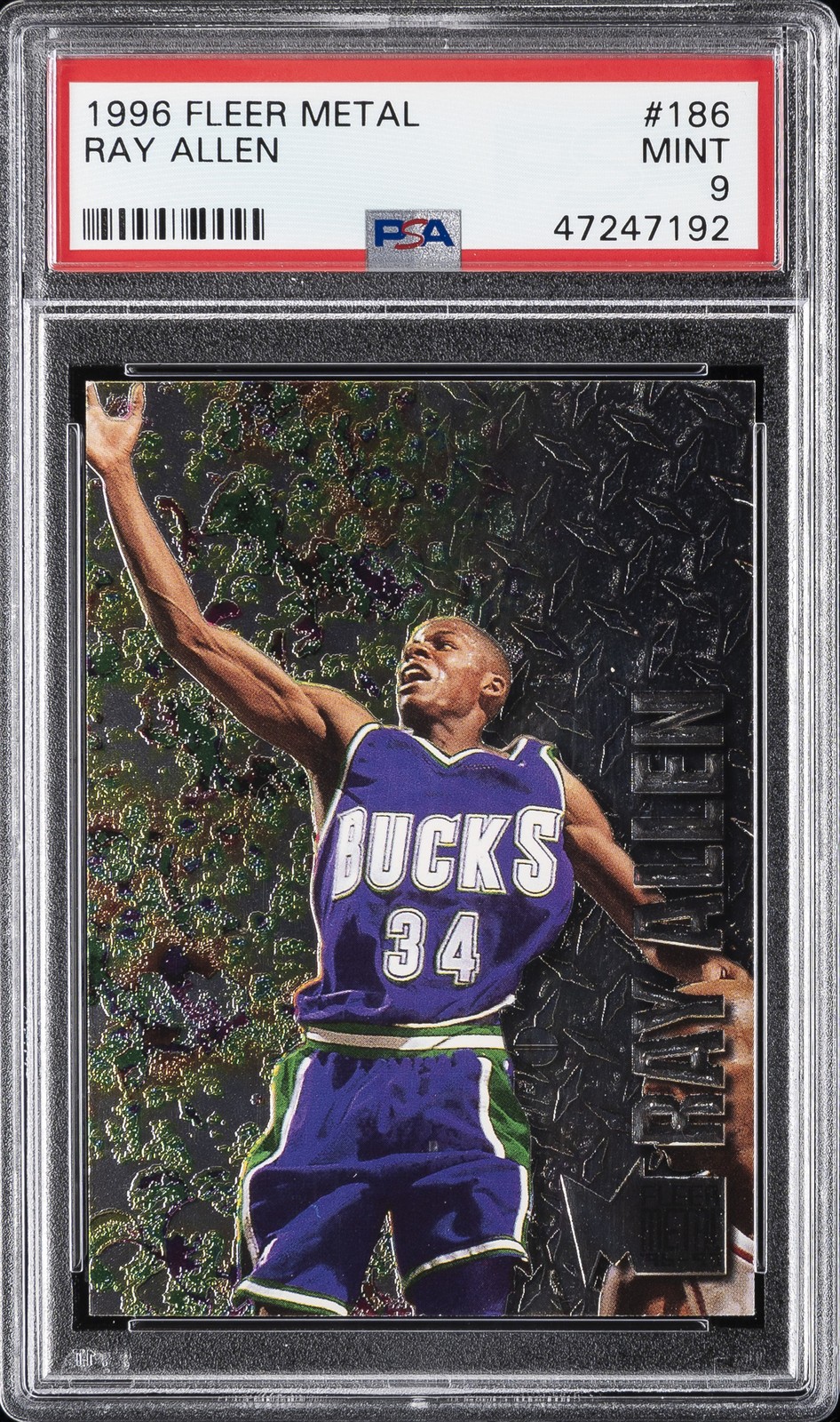 1996 METAL #186 RAY ALLEN PSA 9