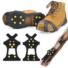 10 Studs Ice Climbing Crampons Snow Grips Anti Slip Shoe Boot Cleats Spikes