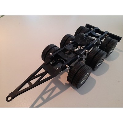 1/14 RC Truck Dolly   Tamiya Compatible Triple Axle Trailer Unassembled DIY Kit