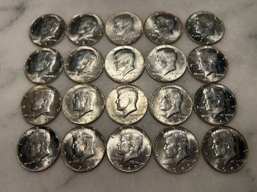 20 Kennedy 1967 Half Dollars 40% Silver Very Good Condition # 32
