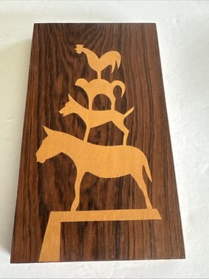 Vintage 1950S Wood Inlay Wall Art By Sergius Zurek Germany
