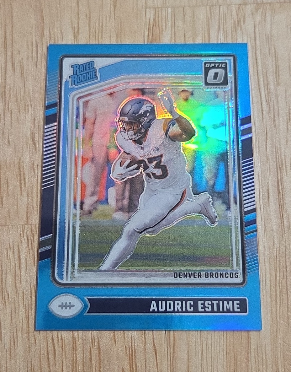 2024 Donruss Optic AUDRIC ESTIME Aqua Prizm /299 Rated Rookie #206 Broncos SP