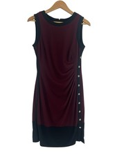 Lauren Ralph Lauren Raspberry And Black Knit Slinky Ruched Dress Size 10